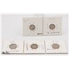 Image 1 : 5 X 3 PENCE SILVER COINS 1892, 1886, 1916, 1917, &