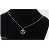 Image 1 : 925 STERLING SILVER NECKLACEW/BLUE HEART STONE
