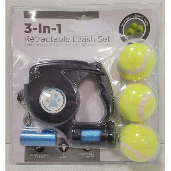 NEW SEALED 3-IN-1 RETRACTABLE LEASH SET INCLUDING