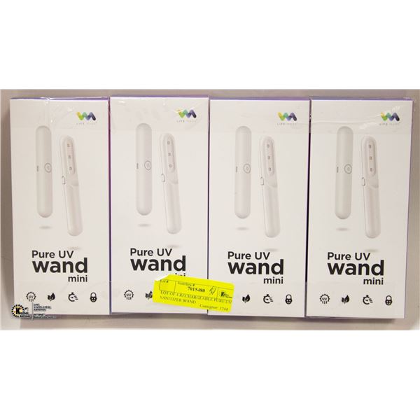 LOT OF 4 RECHARGEABLE PURE UV SANITIZER WAND