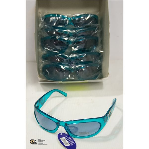 6 PAIRS OF AQUA BLUE MODERN SUNGLASSES