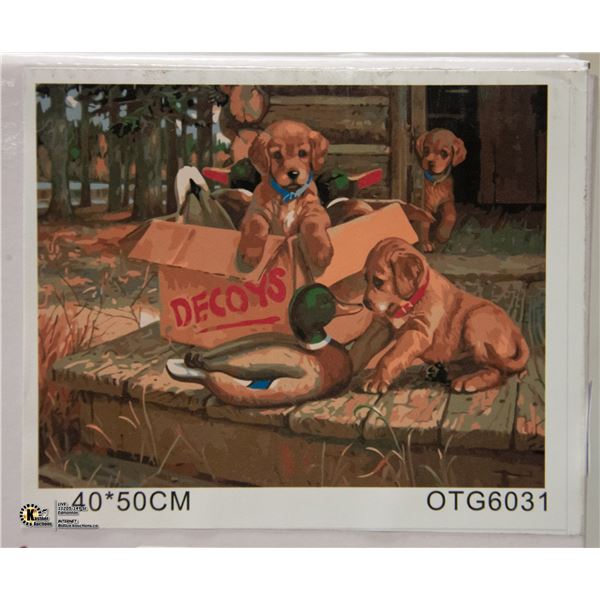 NEW DIY PAINT BY NUMBERS KIT PUPPYS AND DECOYS