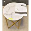 Image 1 : NEW ASSEMBLED FAUX MARBLE GOLD METAL ACCENT TABLE
