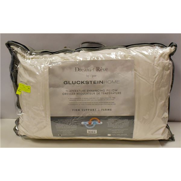 NEW QUEEN SIZE WHITE PILLOW, DREAM BY GLUCKSTEIN