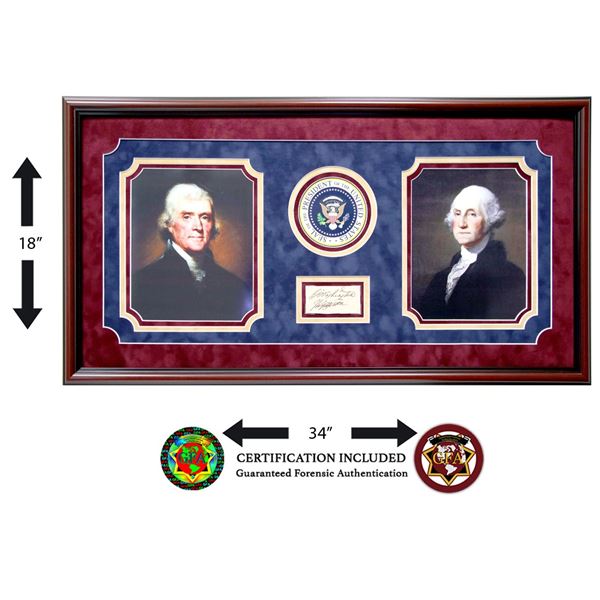 George Washington & Thomas Jefferson Signed Cut