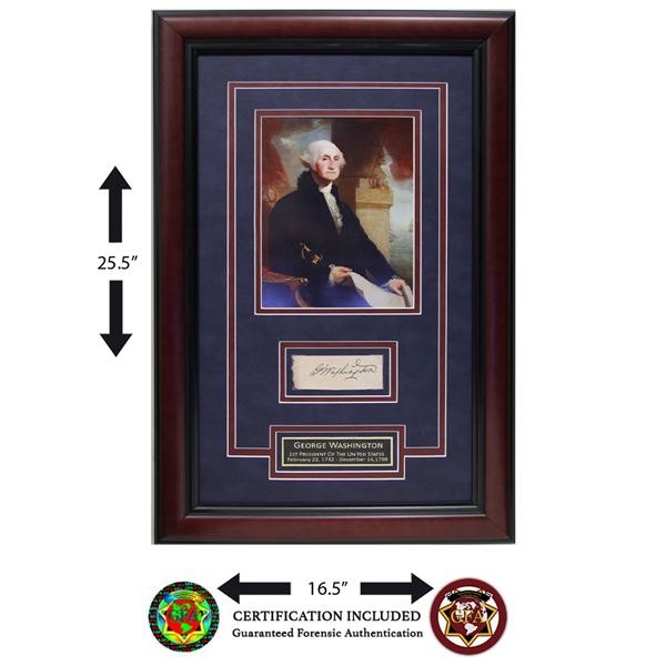 Custom Framed George Washington Signed Cut