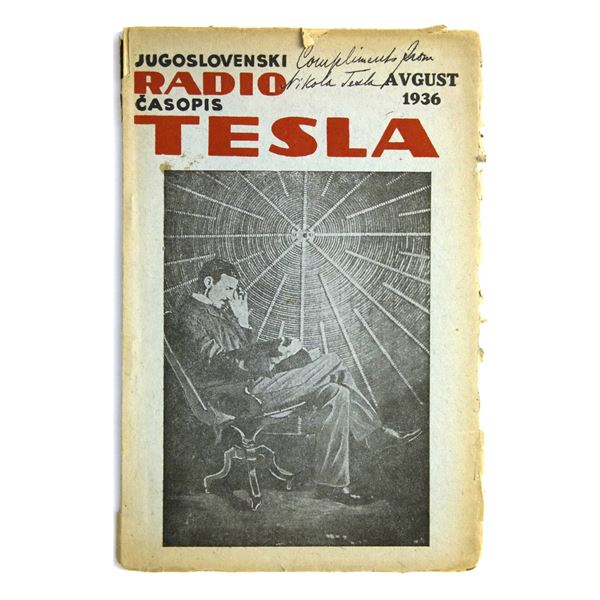 Nikola Tesla Signed & Inscribed 1936 Magazine