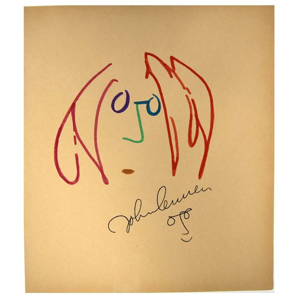 John Lennon Signed Imagine Sketch