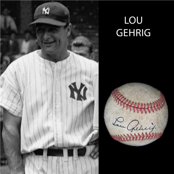 Lou Gehrig Signed Red Stiched Baseball