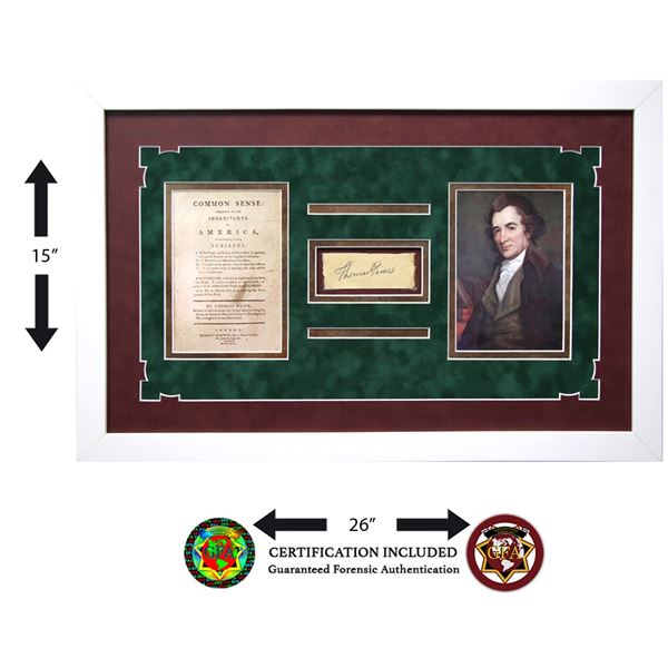 CUSTOM FRAMED THOMAS PAINE SIGNED CUT