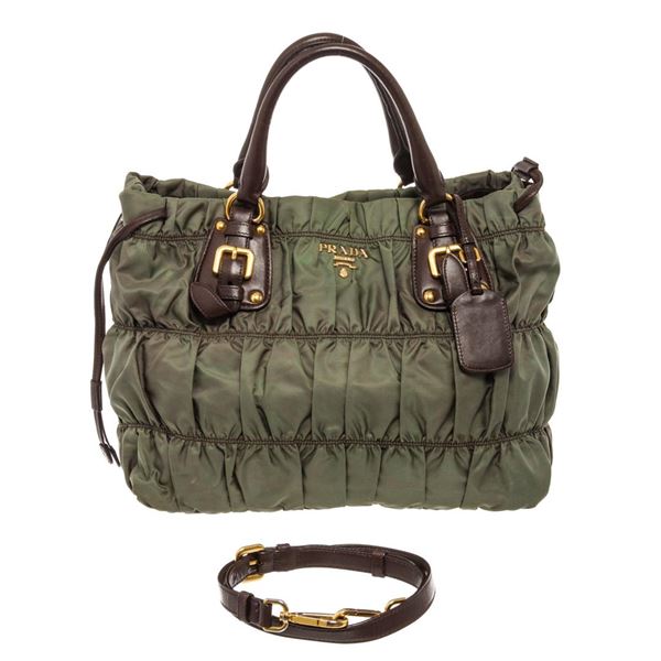 Prada Green Tessuto Nylon Gaufre Tote Bag