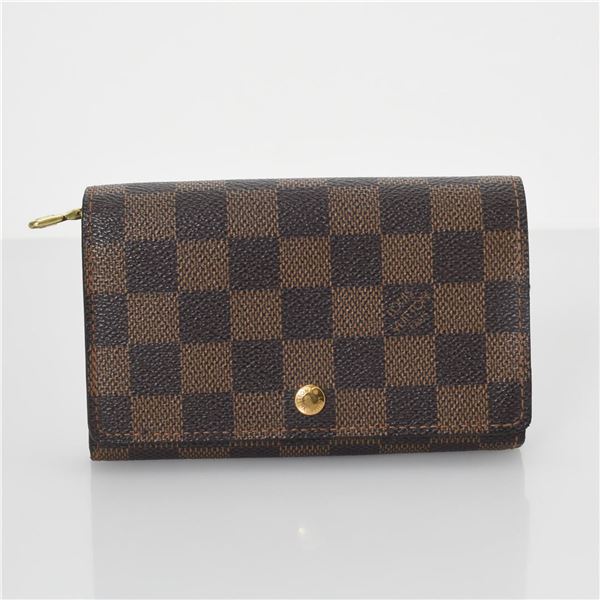 Louis Vuitton Damier Ebene Canvas Leather Porte Monnaie Tresor Wallet