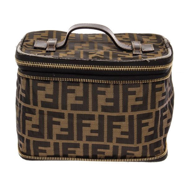 Fendi Vintage Tobbaco Zucca Canvas Collapsible Vanity Case
