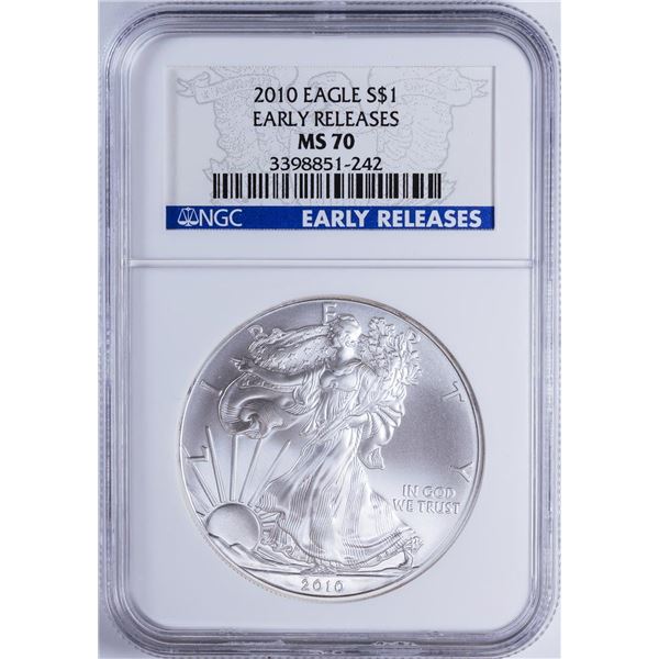 2010 $1 American Silver Eagle NGC MS70 Early Releases