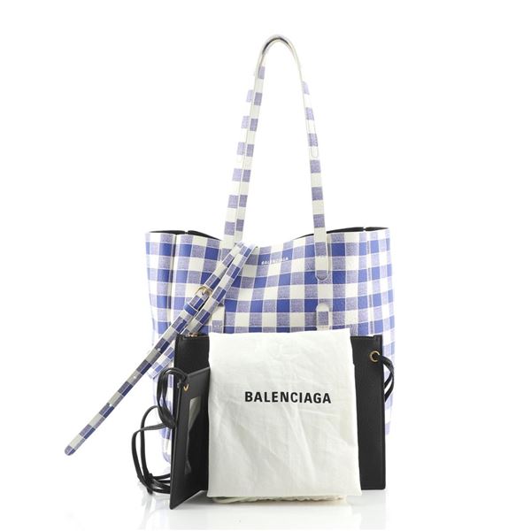 Balenciaga Everyday Tote Bag Printed Leather Small Blue, Print, White