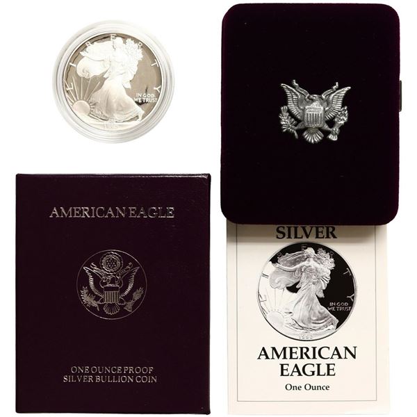 1992-S $1 American Silver Eagle Dollar Proof Coin w/Case & COA