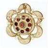 Image 3 : Vintage 14k Yellow Gold 2.25 ctw Garnet Pearl Crescent Cluster Brooch Pin Pendan