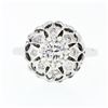 Image 4 : Vintage 14k White Gold 0.70 ctw Round Diamond Open Platter Cluster Cocktail Ring