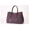 Image 2 : Hermes Burgundy Printed Toile and Leather Garden Party 36 cm Tote Bag