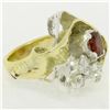 Image 7 : 18k Yellow Gold and Sterling Silver 2.73 ctw Garnet and Diamond Cocktail Ring