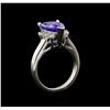 Image 4 : 3.62 ctw Tanzanite and Diamond Ring - 14KT White Gold