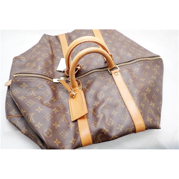 Louis Vuitton Brown Monogram Canvas Leather Keepall 50 cm Duffle Bag Luggage