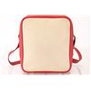 Image 2 : Hermes Rouge Garance Red Leather & Beige Toile Canvas Victoria Messenger Bag