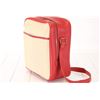 Image 4 : Hermes Rouge Garance Red Leather & Beige Toile Canvas Victoria Messenger Bag