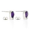 Image 3 : 14K White Gold 2.52 ctw Cushion Checkerboard Amethyst Diamond Petite Stud Earrin