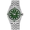 Image 2 : Rolex Mens Stainless Steel Green Diamond Lugs & Emerald Datejust Wristwatch