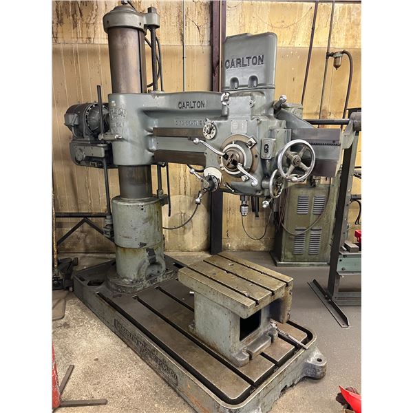 4' x 11" Carlton Radial Arm Drill w/ Box Table