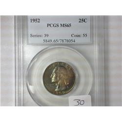 1952 Washington Quarter PCGS MS65