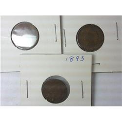 1893, 1894 And 1895 Indian Head Cents