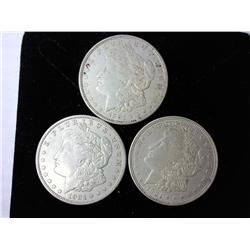 1921, 1921 And 1921-D Morgan Silver Dollars