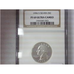1996-S Silver Washington Quarter NGCPF69 Ultra Cam
