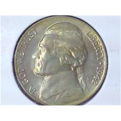 1942-P Jefferson Nickel (UNC) 35% Silver Nice Tone