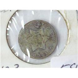 1853 Three Cent Silver Piece (Holed)