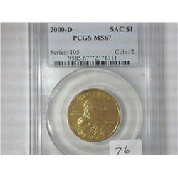 2000-D Sacagawea Dollar PCGS MS67