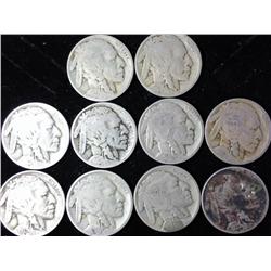 10 Assorted Buffalo Nickels (1920'S)