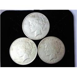 1922, 1922-S And 1922-S Peace Silver Dollars