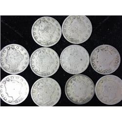 10 Assorted Liberty "V" NIckels