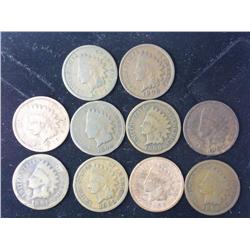 10 Assorted Indian Head Cents (1890's)