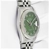 Image 5 : Rolex Men's Stainless Steel Green Roman Datejust Wristwatch