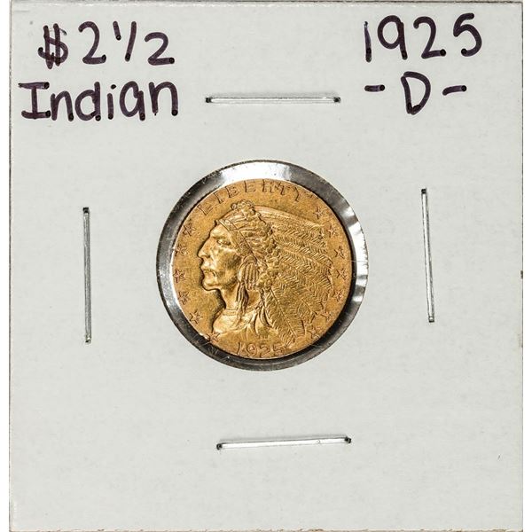 1925-D $2 1/2 Indian Head Quarter Eagle Gold Coin