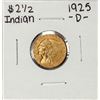 Image 1 : 1925-D $2 1/2 Indian Head Quarter Eagle Gold Coin