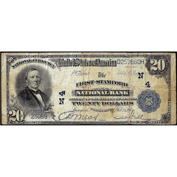 1902PB $20 The First-Stamford NB Stamford, Connecticut CH# 23088 National Currency Note