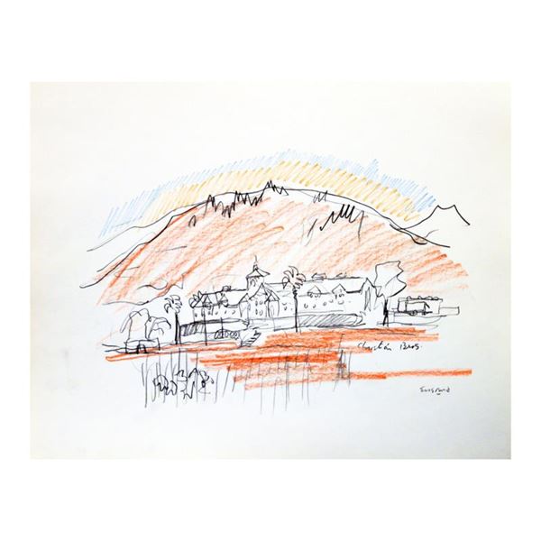 Wayne Ensrud "View Of Christian Brothers Winery, Napa Valley" Original Pencil