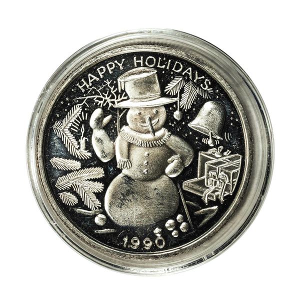 1990 Happy Holidays 1 Ounce .999 Fine Silver Round