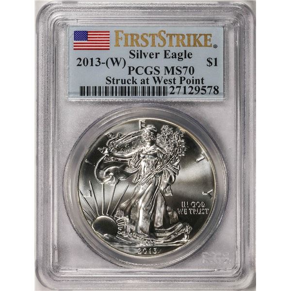 2013-(W) American Silver Eagle Coin PCGS MS70 First Strike West Point