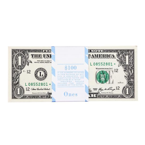 Pack of (100) Consecutive 2006 $1 Federal Reserve STAR Notes San Francisco